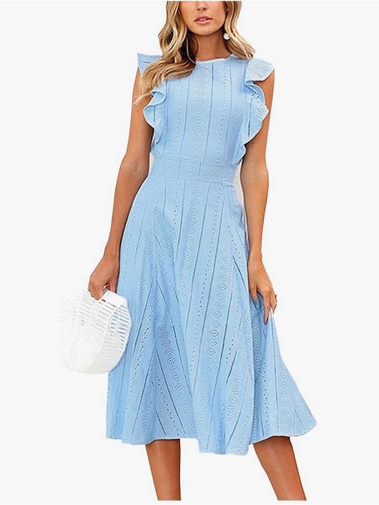 Wish Dresses & Skirts - Light Blue Ruffle Sleeve Midi Dress M